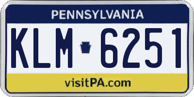 PA license plate KLM6251
