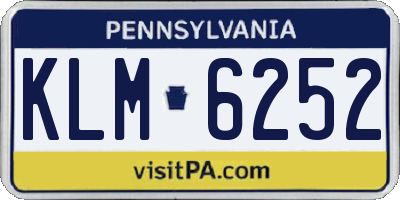 PA license plate KLM6252