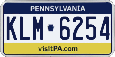 PA license plate KLM6254
