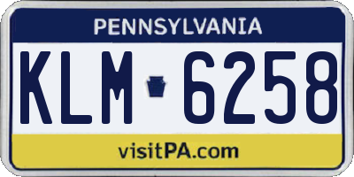 PA license plate KLM6258