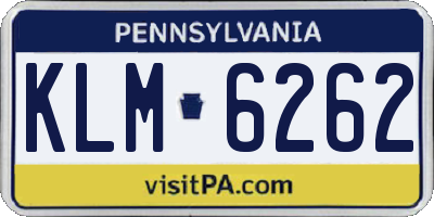 PA license plate KLM6262