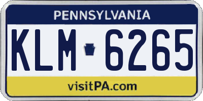 PA license plate KLM6265