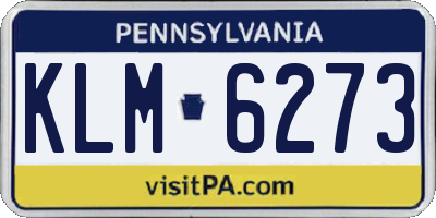 PA license plate KLM6273