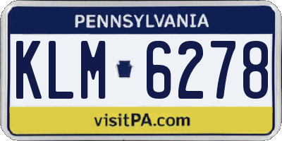 PA license plate KLM6278