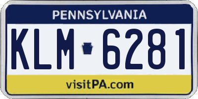 PA license plate KLM6281