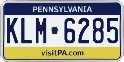 PA license plate KLM6285