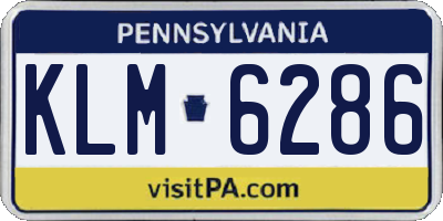 PA license plate KLM6286