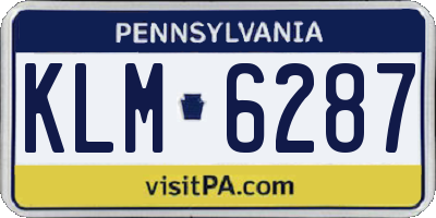 PA license plate KLM6287