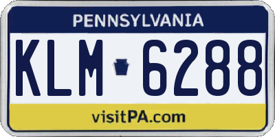 PA license plate KLM6288