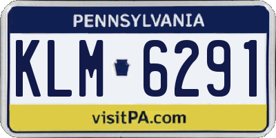PA license plate KLM6291