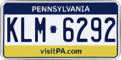 PA license plate KLM6292