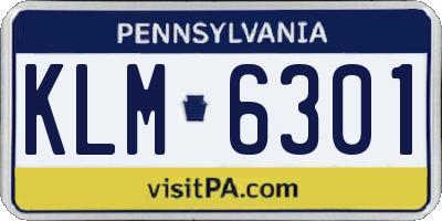 PA license plate KLM6301