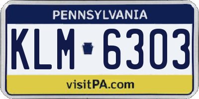 PA license plate KLM6303