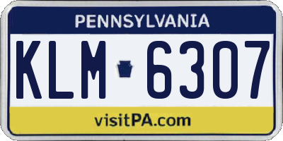 PA license plate KLM6307