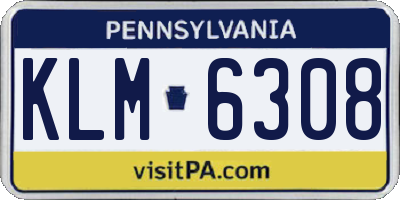 PA license plate KLM6308