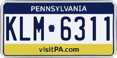 PA license plate KLM6311