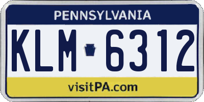 PA license plate KLM6312