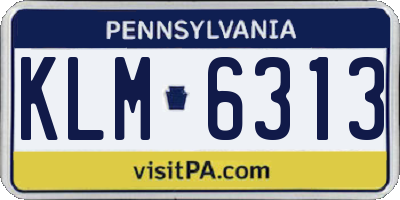PA license plate KLM6313