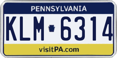 PA license plate KLM6314