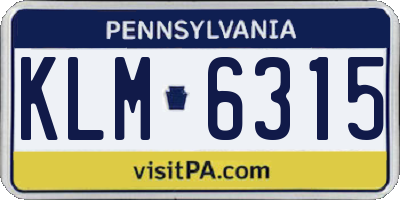 PA license plate KLM6315