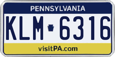 PA license plate KLM6316