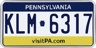 PA license plate KLM6317