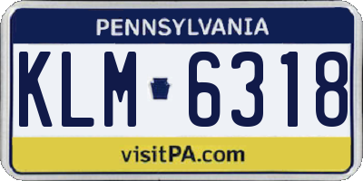 PA license plate KLM6318