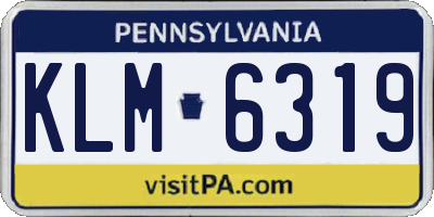 PA license plate KLM6319