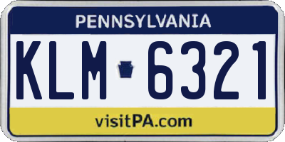 PA license plate KLM6321