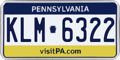 PA license plate KLM6322