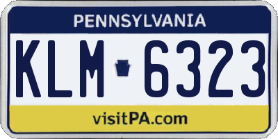 PA license plate KLM6323