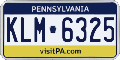 PA license plate KLM6325