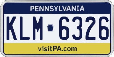 PA license plate KLM6326