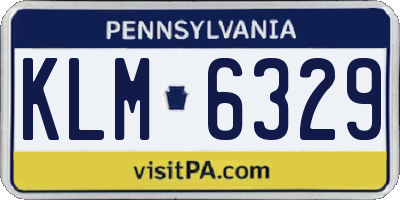 PA license plate KLM6329