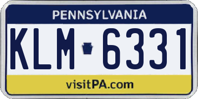 PA license plate KLM6331