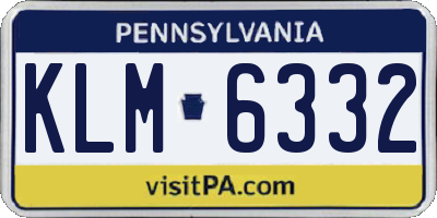 PA license plate KLM6332