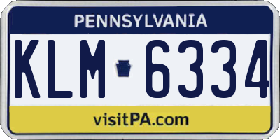 PA license plate KLM6334