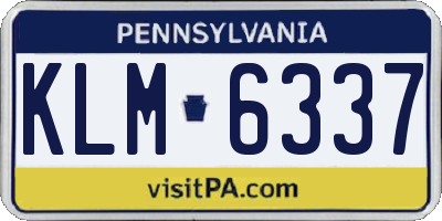 PA license plate KLM6337