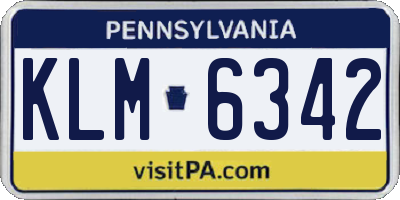 PA license plate KLM6342