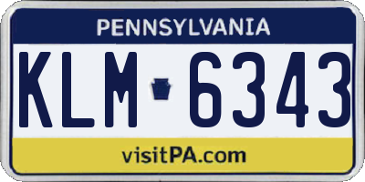 PA license plate KLM6343