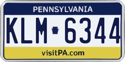 PA license plate KLM6344