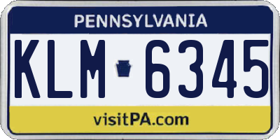 PA license plate KLM6345