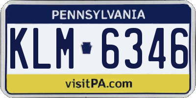 PA license plate KLM6346