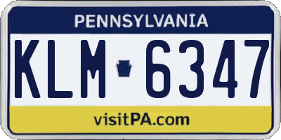 PA license plate KLM6347