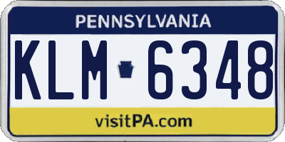 PA license plate KLM6348