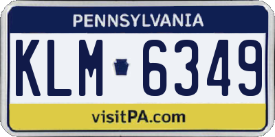 PA license plate KLM6349