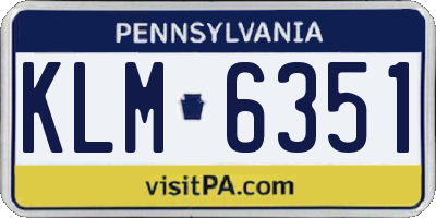 PA license plate KLM6351