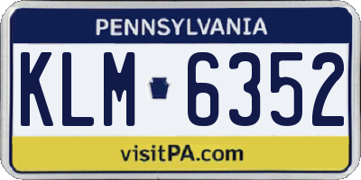 PA license plate KLM6352
