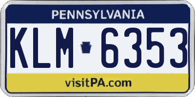 PA license plate KLM6353