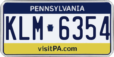 PA license plate KLM6354
